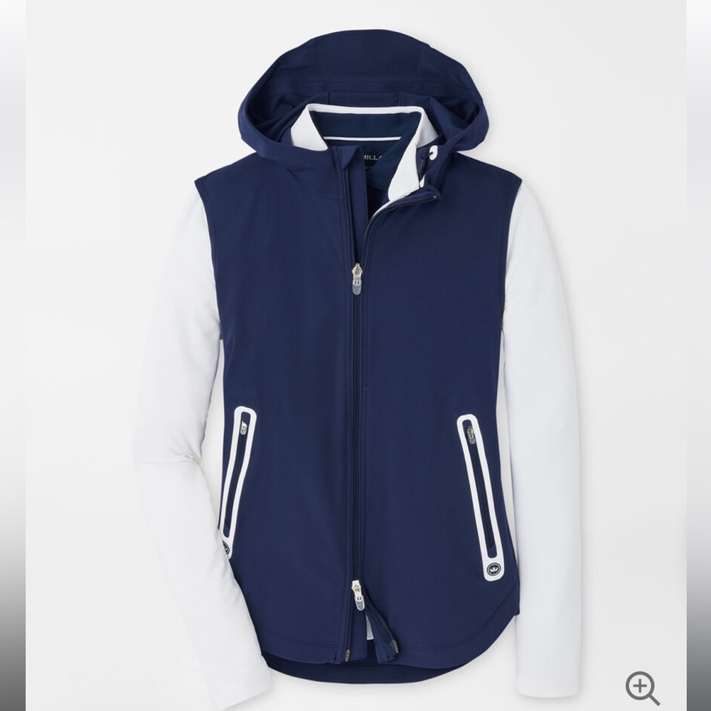 NWT XS Peter Miller women’s Navy Flex Adapt Full Zip Hooded Vest